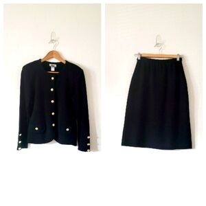 Vintage Mita Knit Skirt Set Black and Gold Size 2P